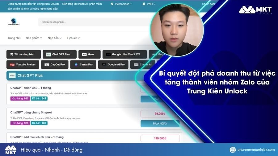 Phần mềm MKT Zalo: Giải pháp giúp Trung Kiên Unlock bứt phá doanh thu thần tốc