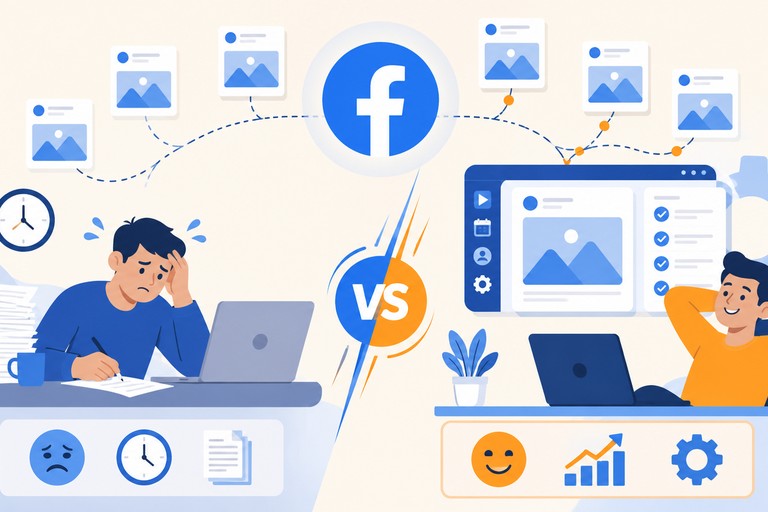 so sánh đăng bài facebook thủ công vs phần mềm đăng bài tự động